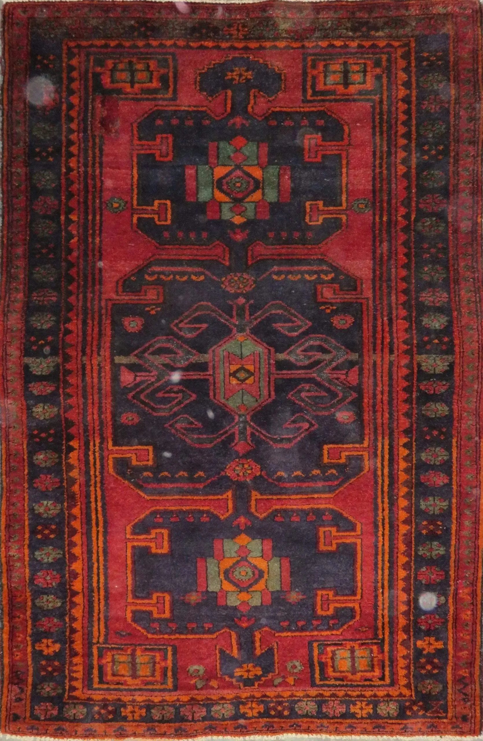 One Of The Kind Hand-Knotted Persian Wool Rug _ Luxurious Vintage Design, 6'10" x 4'4", Artisan Crafted